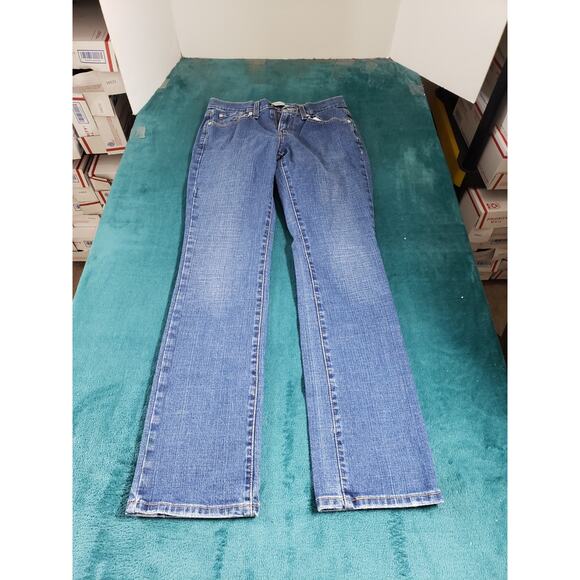 Levis 505 Jeans Size 2 Womens Blue Denim Stretch Pants Ladies Mid Rise Straight - Picture 1 of 14